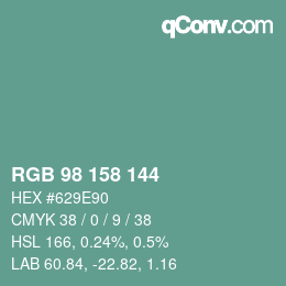 颜色代码: RGB 98 158 144 | qconv.com