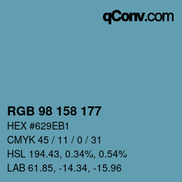 カラーコード: RGB 98 158 177 | qconv.com