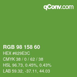 カラーコード: RGB 98 158 60 | qconv.com