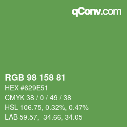Color code: RGB 98 158 81 | qconv.com
