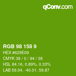カラーコード: RGB 98 158 9 | qconv.com