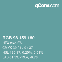 Color code: RGB 98 159 160 | qconv.com