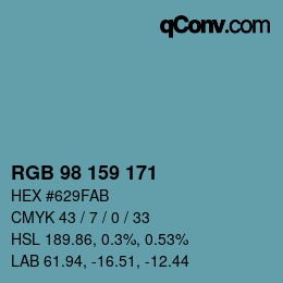 Color code: RGB 98 159 171 | qconv.com