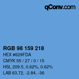 カラーコード: RGB 98 159 218 | qconv.com