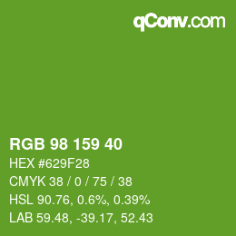 Color code: RGB 98 159 40 | qconv.com
