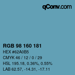 カラーコード: RGB 98 160 181 | qconv.com