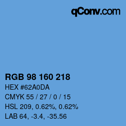 Color code: RGB 98 160 218 | qconv.com