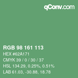 Color code: RGB 98 161 113 | qconv.com