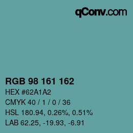 Color code: RGB 98 161 162 | qconv.com