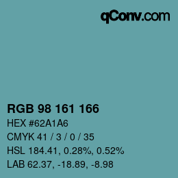 Color code: RGB 98 161 166 | qconv.com