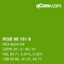 颜色代码: RGB 98 161 8 | qconv.com