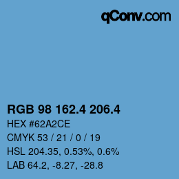 カラーコード: RGB 98 162.4 206.4 | qconv.com