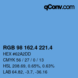 カラーコード: RGB 98 162.4 221.4 | qconv.com