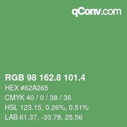 カラーコード: RGB 98 162.8 101.4 | qconv.com