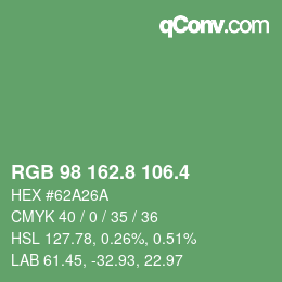 カラーコード: RGB 98 162.8 106.4 | qconv.com