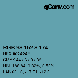 カラーコード: RGB 98 162.8 174 | qconv.com