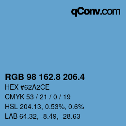 カラーコード: RGB 98 162.8 206.4 | qconv.com