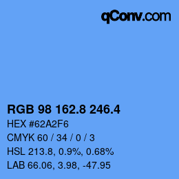 カラーコード: RGB 98 162.8 246.4 | qconv.com