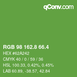 カラーコード: RGB 98 162.8 66.4 | qconv.com