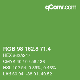 カラーコード: RGB 98 162.8 71.4 | qconv.com
