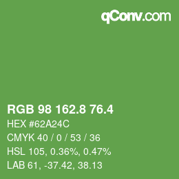 カラーコード: RGB 98 162.8 76.4 | qconv.com