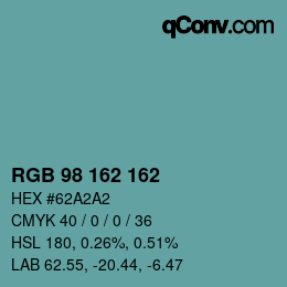 颜色代码: RGB 98 162 162 | qconv.com