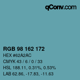 カラーコード: RGB 98 162 172 | qconv.com