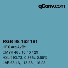 Farbcode: RGB 98 162 181 | qconv.com