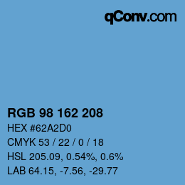 颜色代码: RGB 98 162 208 | qconv.com