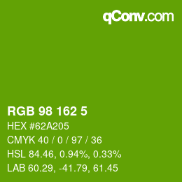 Color code: RGB 98 162 5 | qconv.com