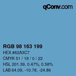 Color code: RGB 98 163 199 | qconv.com