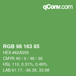 Color code: RGB 98 163 85 | qconv.com