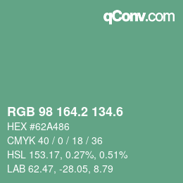 カラーコード: RGB 98 164.2 134.6 | qconv.com