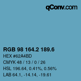 カラーコード: RGB 98 164.2 189.6 | qconv.com