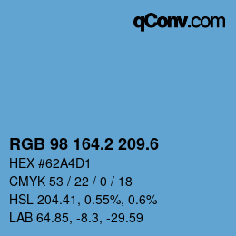 カラーコード: RGB 98 164.2 209.6 | qconv.com
