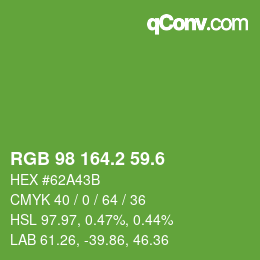 カラーコード: RGB 98 164.2 59.6 | qconv.com