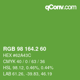 カラーコード: RGB 98 164.2 60 | qconv.com