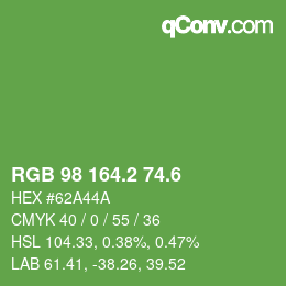 カラーコード: RGB 98 164.2 74.6 | qconv.com
