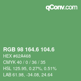 カラーコード: RGB 98 164.6 104.6 | qconv.com