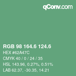 カラーコード: RGB 98 164.6 124.6 | qconv.com