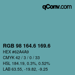 カラーコード: RGB 98 164.6 169.6 | qconv.com