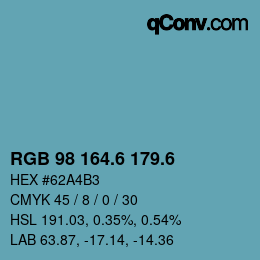 カラーコード: RGB 98 164.6 179.6 | qconv.com