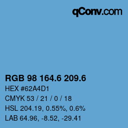 カラーコード: RGB 98 164.6 209.6 | qconv.com