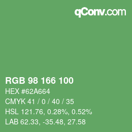 Color code: RGB 98 166 100 | qconv.com