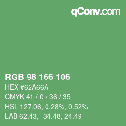 カラーコード: RGB 98 166 106 | qconv.com