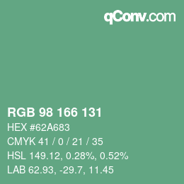 Color code: RGB 98 166 131 | qconv.com