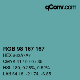Color code: RGB 98 167 167 | qconv.com