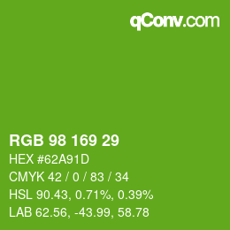 Color code: RGB 98 169 29 | qconv.com