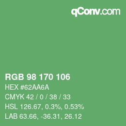 Color code: RGB 98 170 106 | qconv.com