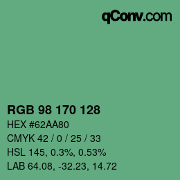 Color code: RGB 98 170 128 | qconv.com